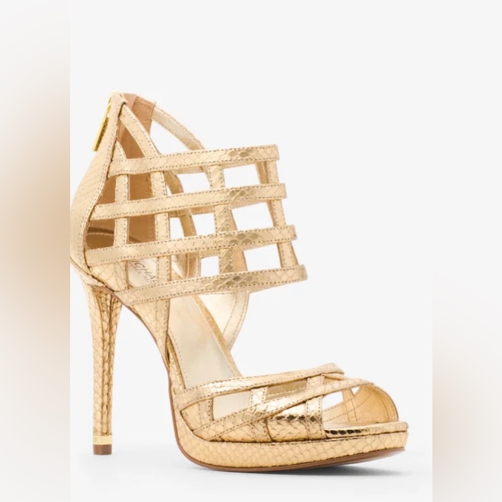Michael Kors Trinity Metallic Platform Sandal - Gold - size 8.5 - NIB